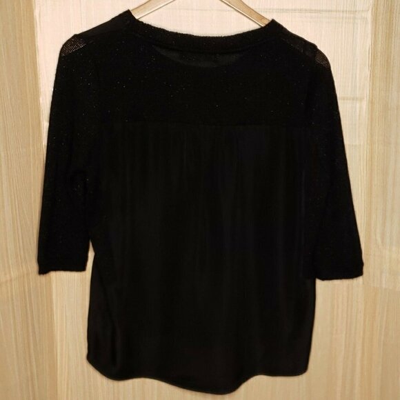 The Limited Womens Black Mixed Material Sparkle Sweater And Silky Panel Small - Picture 2 of 8
